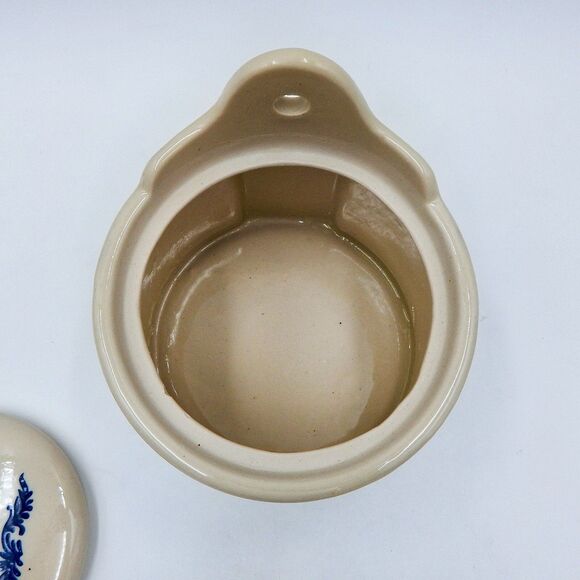 Stoneware Blue Onion Wall Salt Cellar Pig Crock Lid Cobalt Hanging Taiwan - Picture 6 of 12